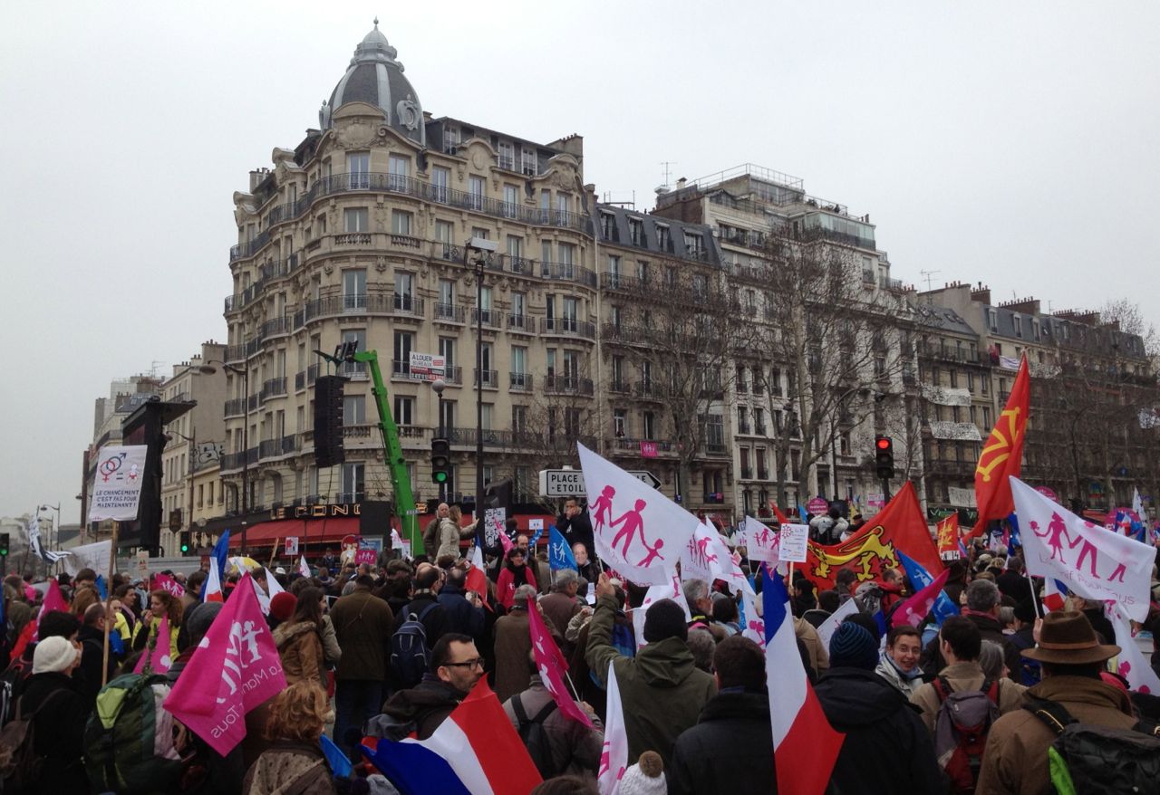Paris: We had trouble leaving town, because an anti-gay marriage demonstration (confusingly called 