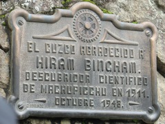 Hiram Bingham plaque