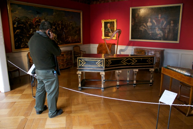 Colmar: Unterlinden Museum -- this exact harpsichord is the basis for the beautiful instruments made by Ching's harpsichord-maker friend Kevin
